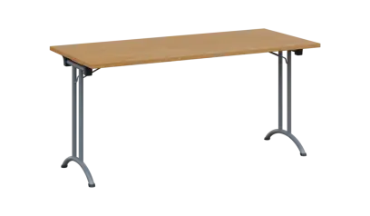 SLA 160 lak skládací jednací stůl 1600x700, deska 25 mm, podnož stříbrný lak, deska buk royal